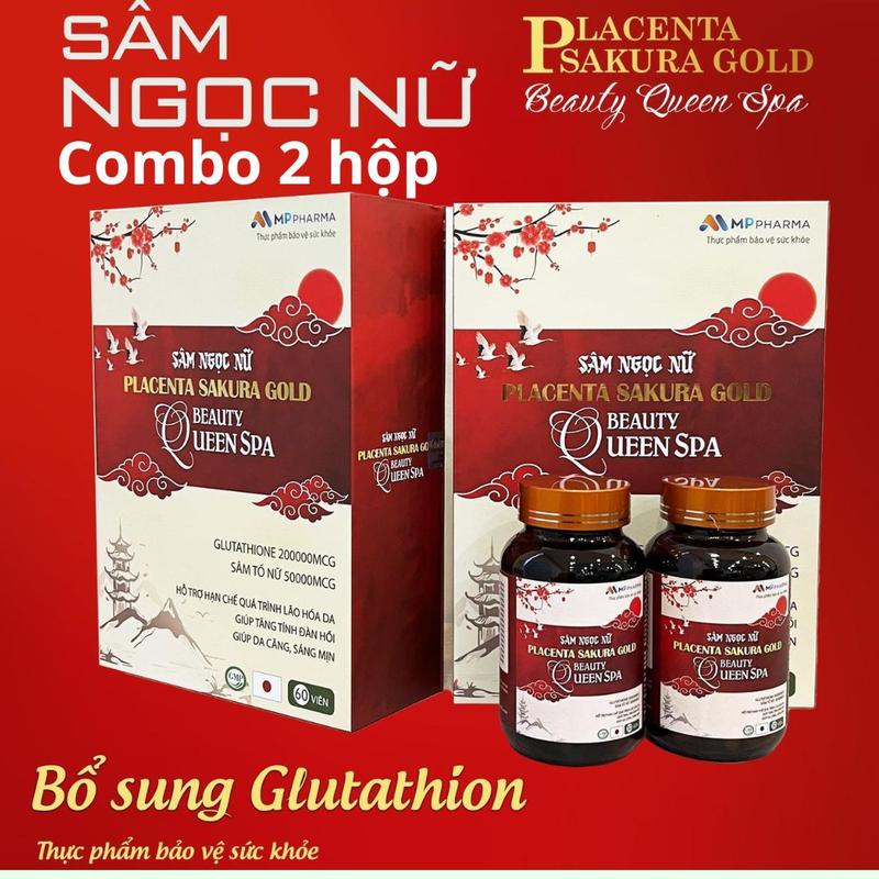 A02K Combo 2 - TPBVSK Sâm Ngọc Nữ BEAUTY QUEEN SPA - Hỗ trợ làm đẹp da - Hộp 2 Lọ, tổng 60 VIÊN
