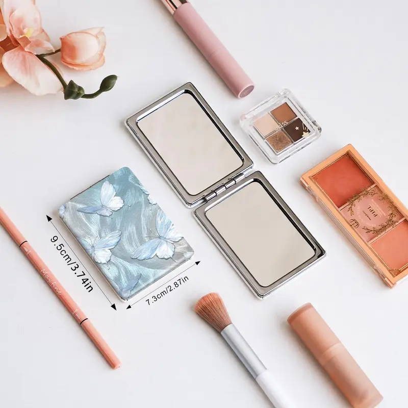 Flower & Bow Pattern Makeup Mirror, 1 Count Portable Folding Handheld Mirror, Compact Mirror for Travel, Daily Holiday Birthday Gift for Sisters, Friends 1