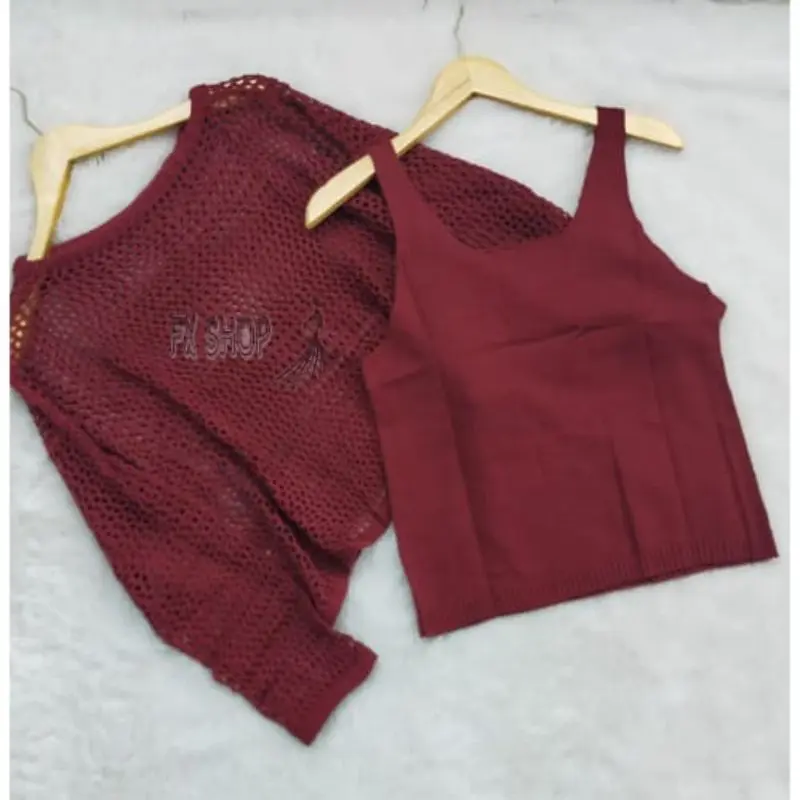FX SHOP TOP VERMORRA RAJUT / ATASAN + INNER RAJUT / Fashion Wanita 1