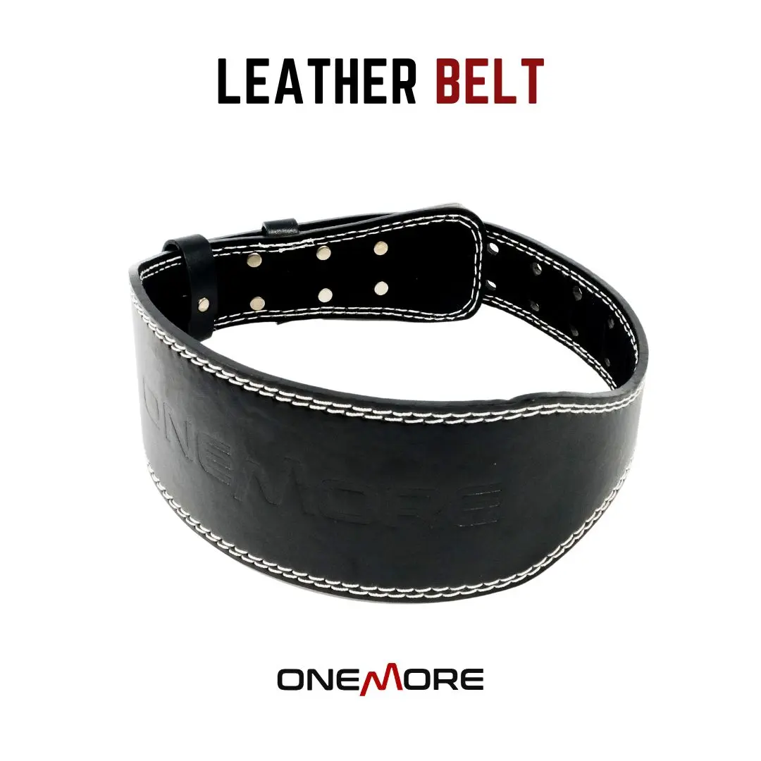 ONE MORE Leather Gym Belt Sabuk Fitness Premium