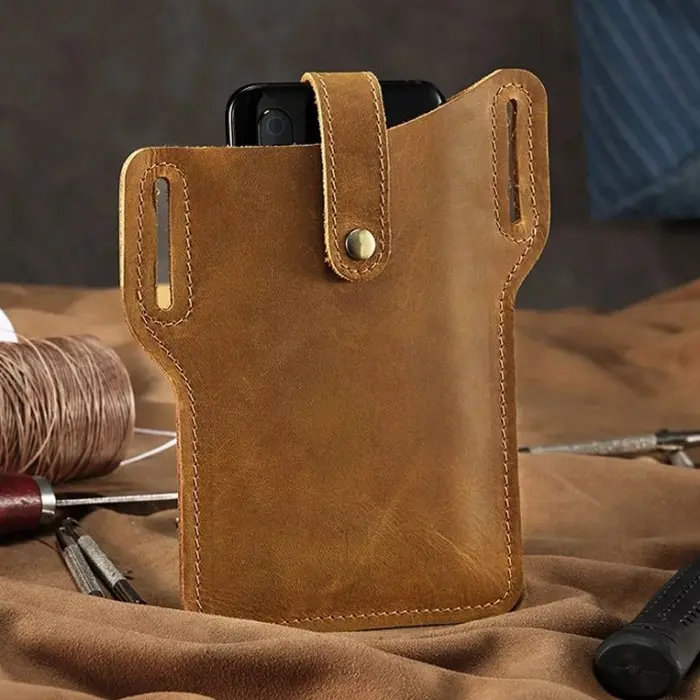 Tas Pinggang Sarung Hp Kulit Asli Pria - Dompet Hp Kulit Pria Pinggang 2