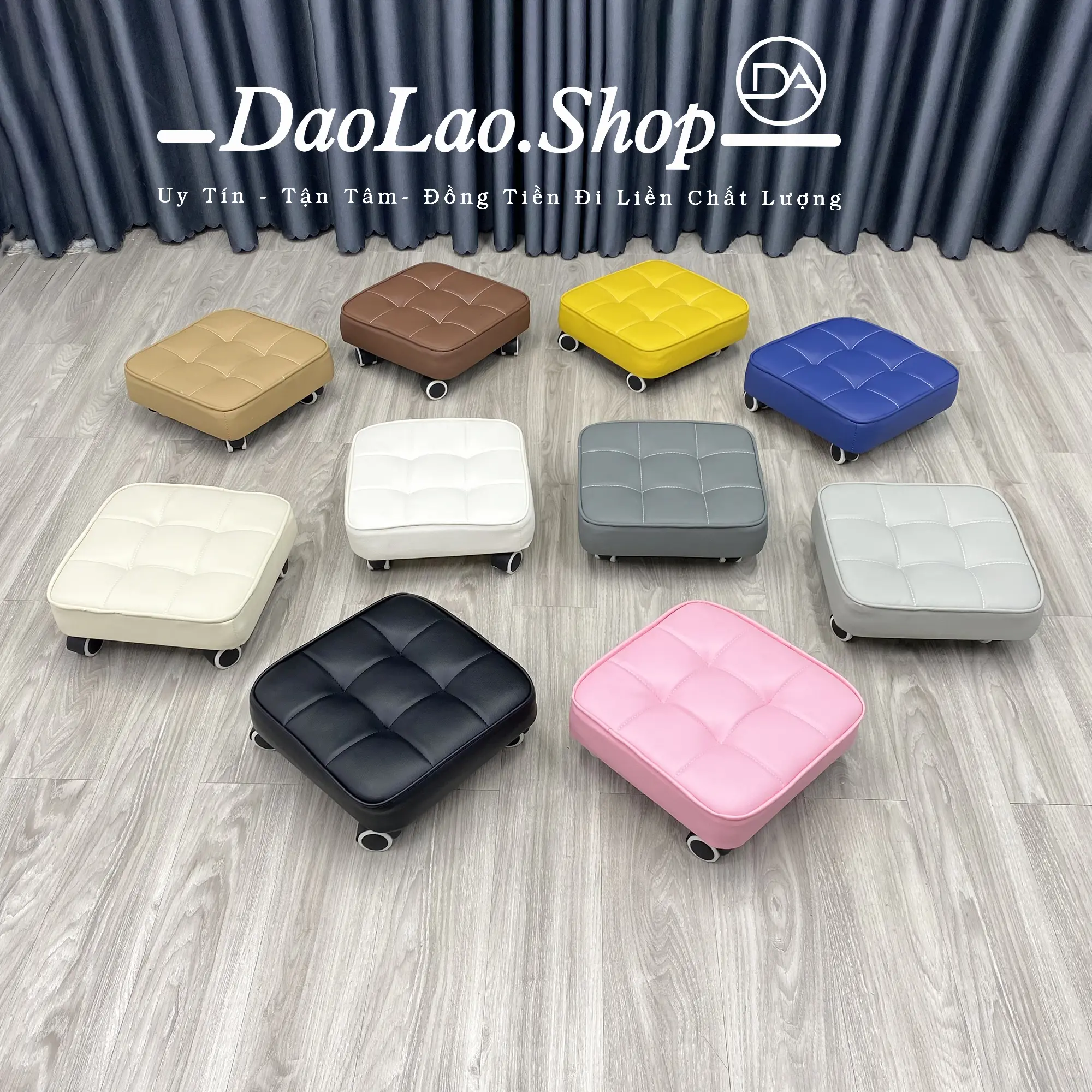 Ghế Nail, Ghế Bệt Có Bánh Xe Chắc Chắn Cao 14cm - Đệm Vuông Múi Êm Ái DSL ghế  tựa
