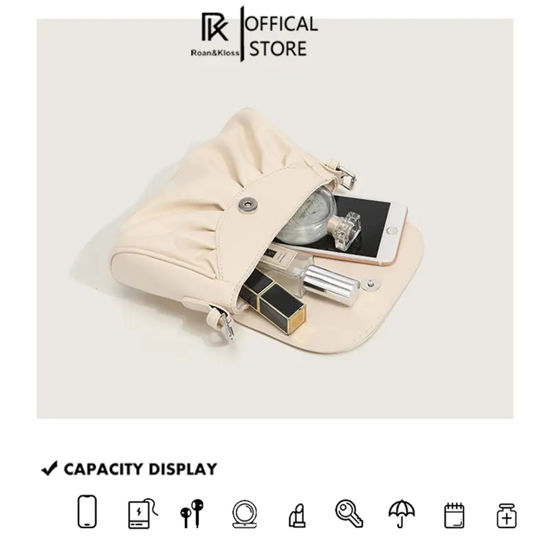 [Roan & Kloss] Tas Selempang Wanita Tas Sling Bag Wanita Import Terbaru Original - Lipatan Sling Bag FREE Dustbag + Paperbag Kulit 6