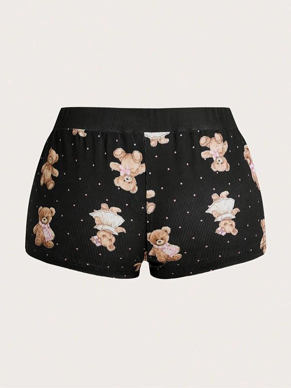 Women's Bear Print Shorts, Casual Comfy Breathable Shorts for Daily Wear, Ladies Bottoms for Summer 1