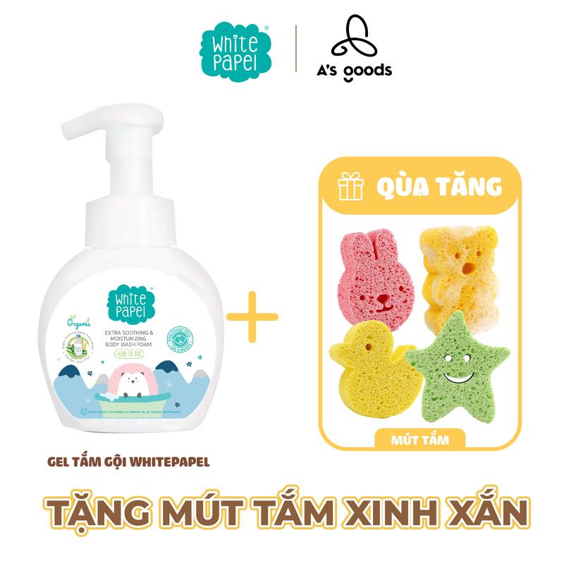 White Papel  Sữa tắm Sữa Dê Dưỡng Ẩm Dịu Nhẹ Hữu Cơ Organic Dành Cho Bé 250ml