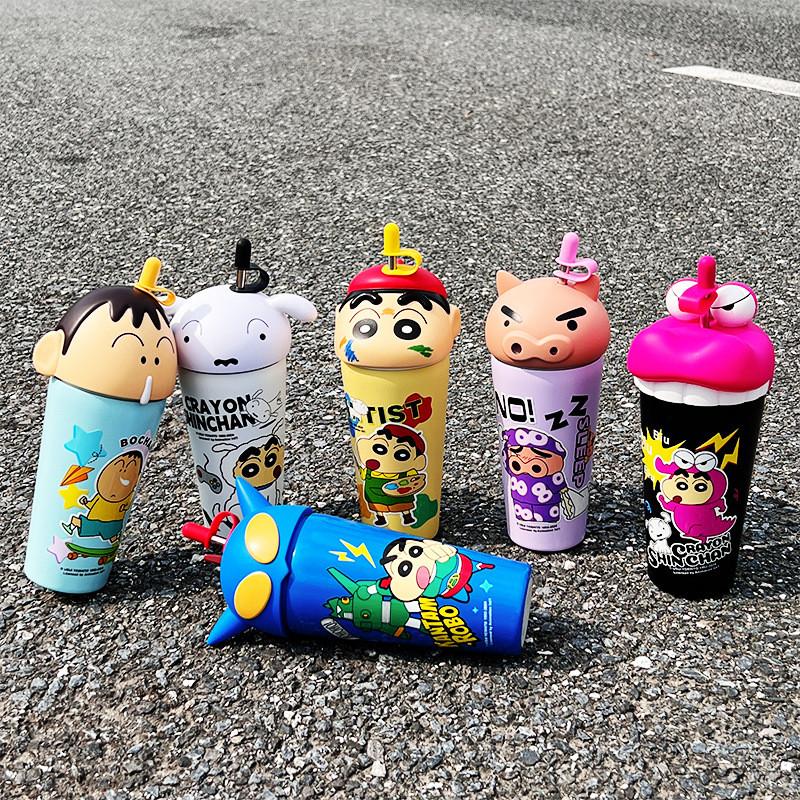 Bình Nước, Bút Chì Màu Shin Chan, Đầu To, Bình Giữ Nhiệt Ngớ Ngẩn, Dung Tích Lớn 600ml, Có Ống Hút, Cốc Quà Tặng 1