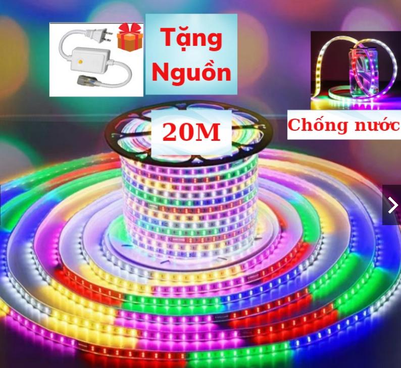 20M-30M-50M Dây Led Nháy 8 chế độ Chip 2835 kèm nguồn chống nước trang trí ngoài trời Đèn led quấn cây
