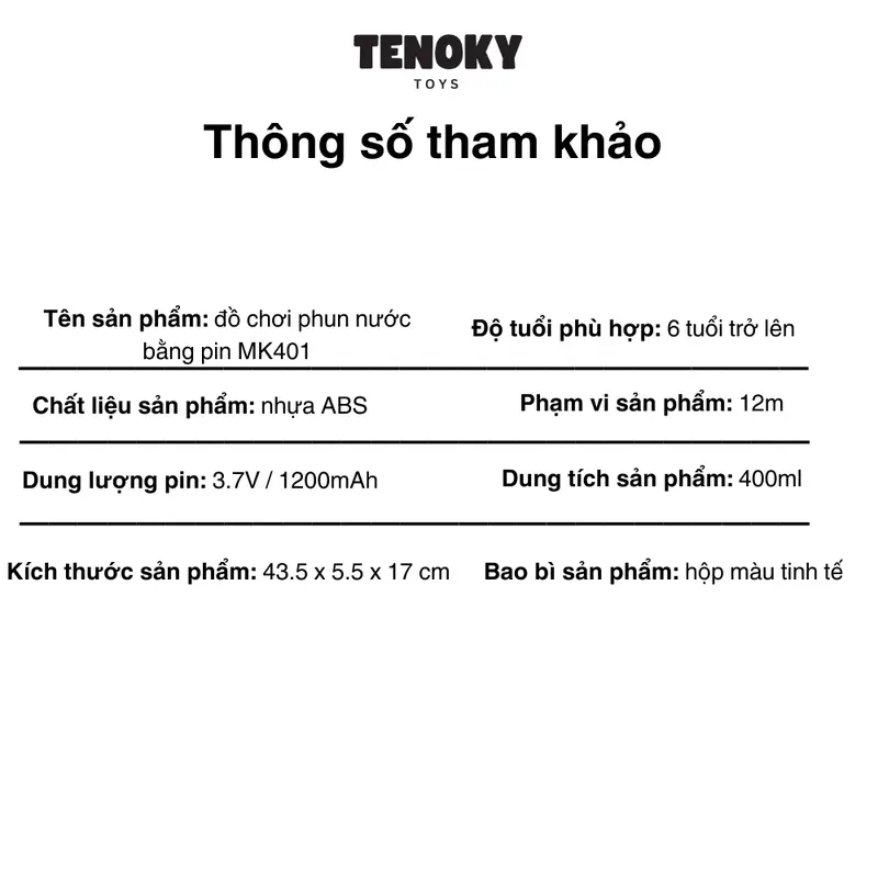 Đồ Chơi Máy Phun Nước Đồ Chơi Không Dây Dùng Pin Tenoky MK401 Có Khả Năng Hút Nước Bằng Điện, Chống Nước, Phun Xa, An Toàn 6