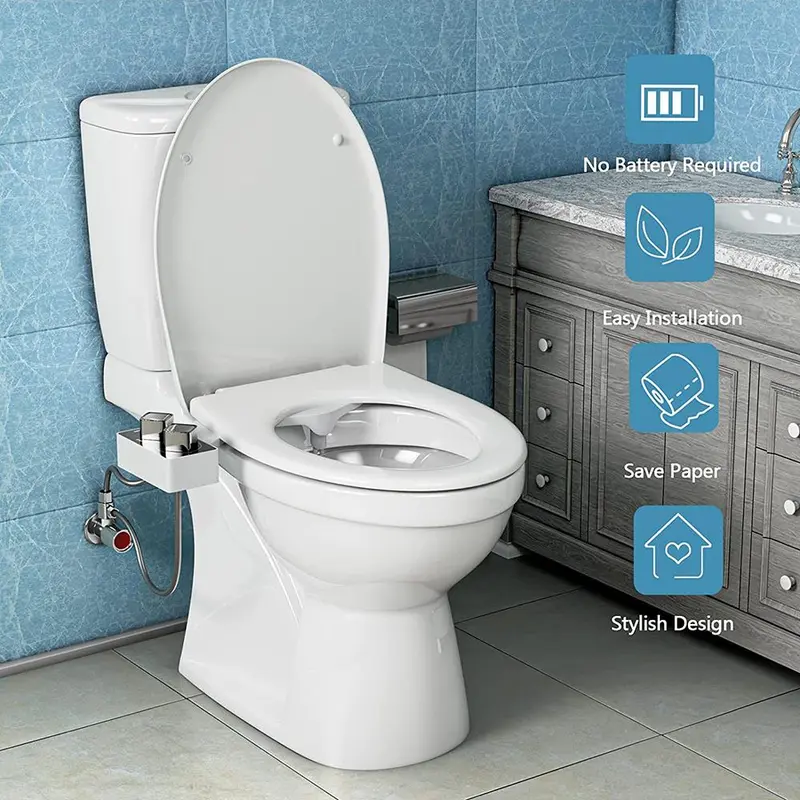 Dual Nozzles Bidet Toilet Attachment, Adjustable Pressure Non-electric Bidet Toilet Attachment, Bathroom Fixtures for Home Use 2