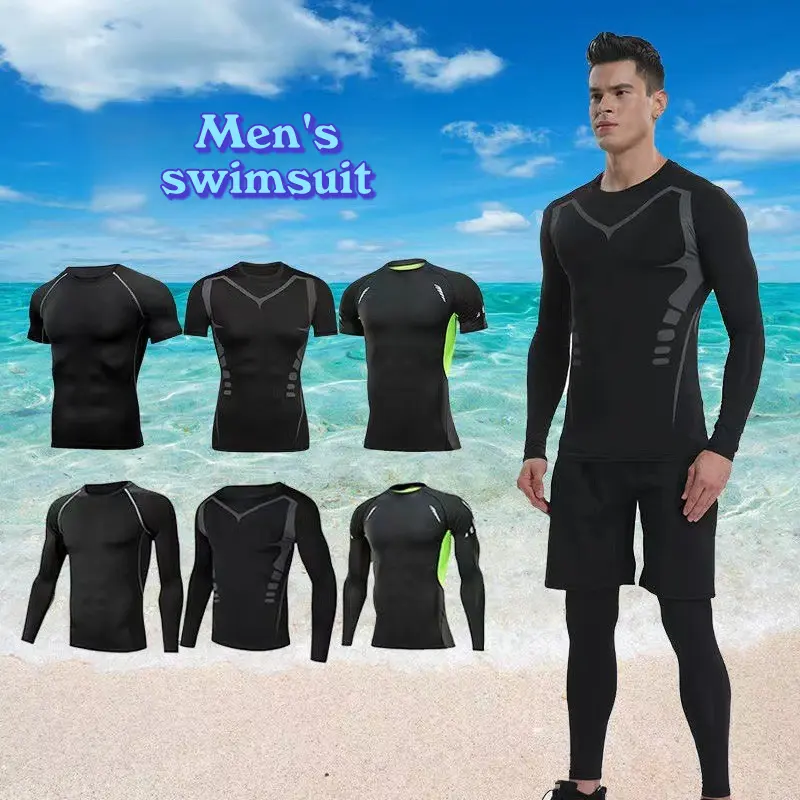 Men's Swimwear  Anti-Embarrassment Adult Swimming Diving Suit Set Summer Men's Swim Trunks Full Body Sun Protection Long Sleeve