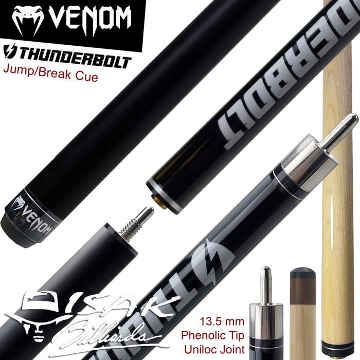Venom Thunderbolt Jump Break Cue | Black 13.5mm Stick Loncat