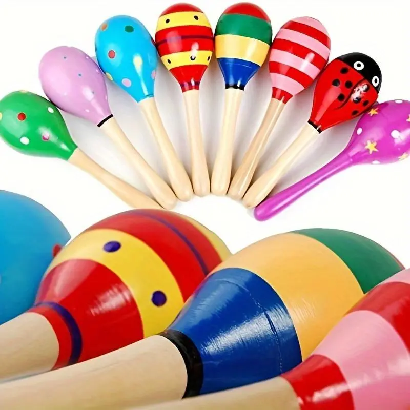 Random Color Wooden Maracas, 2 Counts/set Handheld Colorful Maracas Toy, Musical Instrument Toy, Early Educational Toy for Kids, Toys for Christmas, Girls Birthday Gift, Kids Toys, Valentine's Day Gift, Toys 8