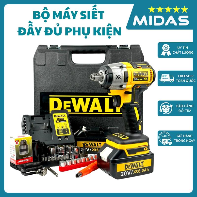 Máy siết bulong Dewalt DCF887 - 380-NM. Động Cơ không chổi than , Đầu Cốt 2 trong 1 , 2 Viên Pin 10Cell - 6Ah , Chân pin phổ thông 4cm - M21 0