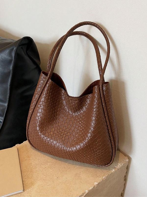 Women's Braid Design Shoulder Bag, Fashionable Large Capacity Pu Leather Bag for Work & Daily Used, Casual Trendy Versatile Daily Commuting Bag, National Day Offers,  Tote Bag for Women 5