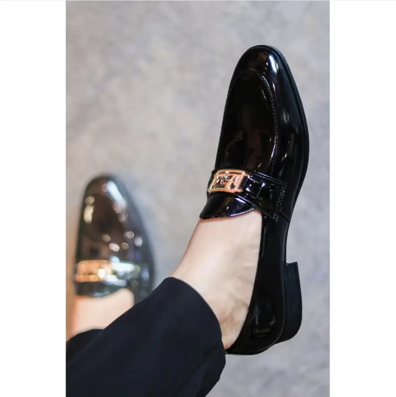 Giày Lười Da Nam Cao Cấp HOT TREND 2024 Chất liệu Da Bóng H.M, Phong cánh Hàn Quốc Shoes Đế Bằng Loafer  Cao Su 2