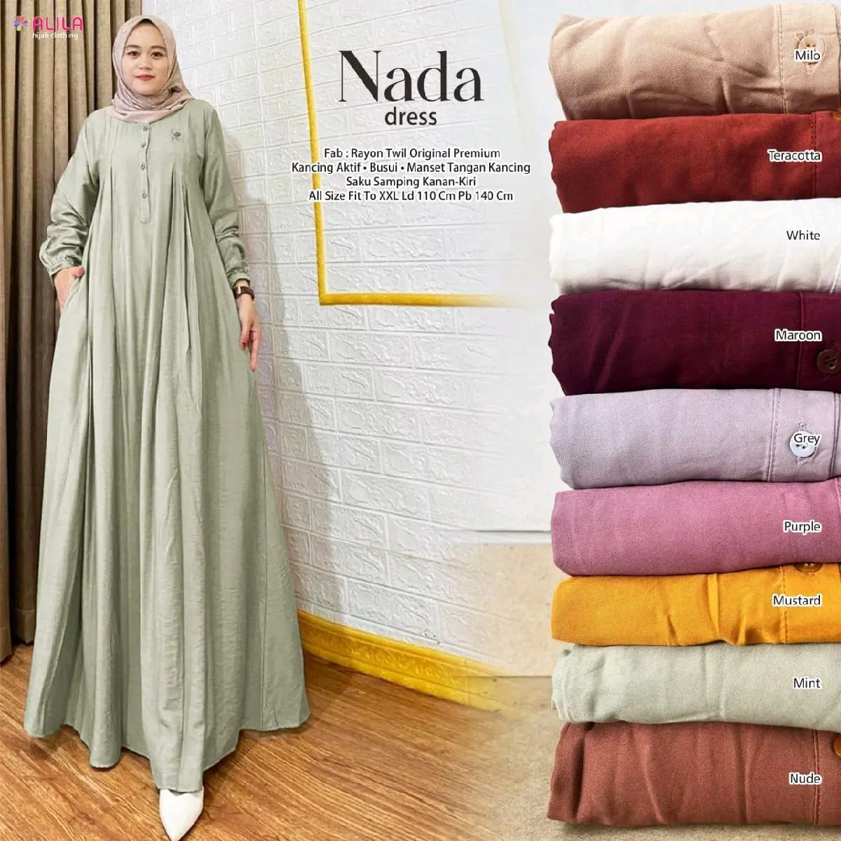 NADA DRESS / DRESS RAYON POLOS / GAMIS RAYON TWILL / ALILA