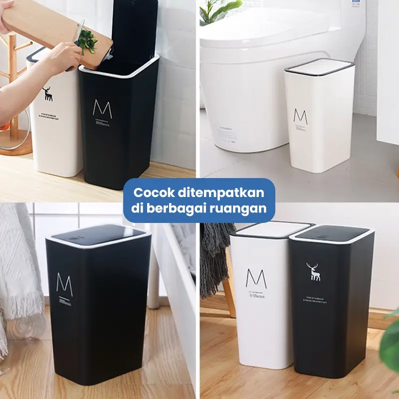 【MADE IN INDONESIA】Dejavu Tempat Sampah Ruang Tamu Tempat Sampah Tertutup Kotak Sampah Kamar Mandi HSB161 8