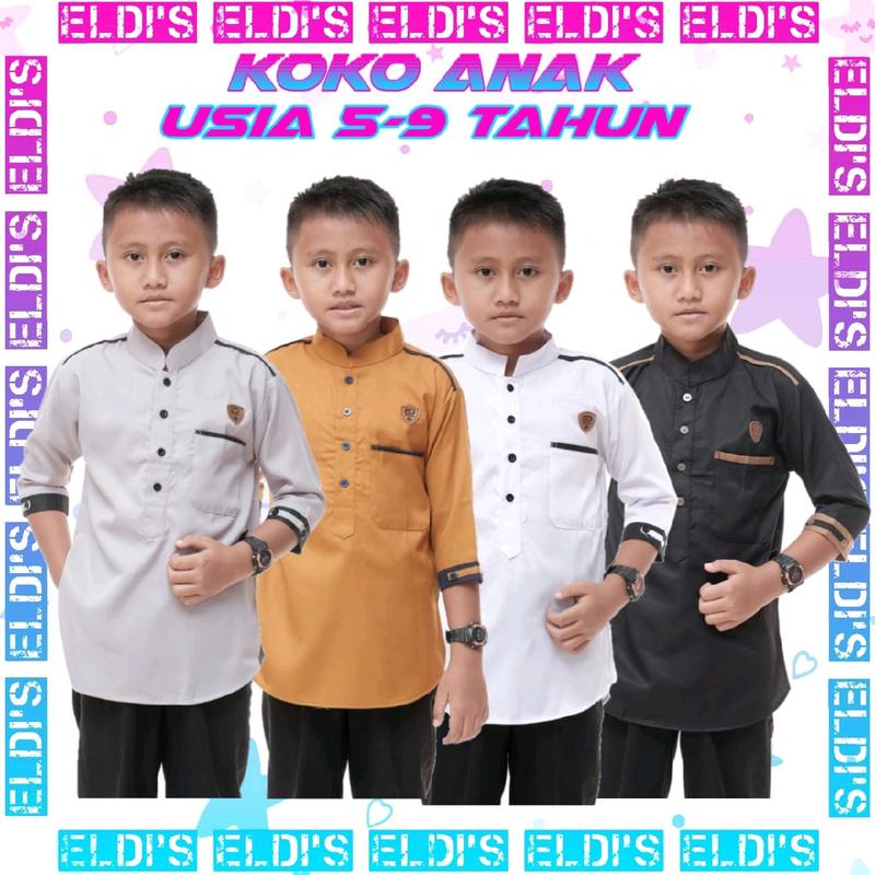 Baju koko anak laki-laki Muslim lengan 3/4 usia 5-9 tahun Kain Lembut 0
