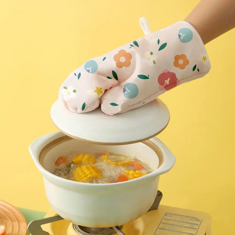 Sooka Sarung Tangan Anti Panas - Sarung Tangan Anti Panas dengan Pola Bunga, Tahan Panas untuk Oven dan Penggunaan Dapur Lainnya, Tahan Suhu Tinggi, Anti Selip HL-ABA888 3
