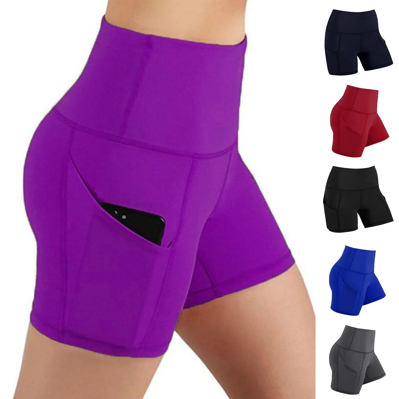 Kinfapne Short Pants Slim Fit Sweat-absorbent Plus Size High Waist Sport Shorts for Running