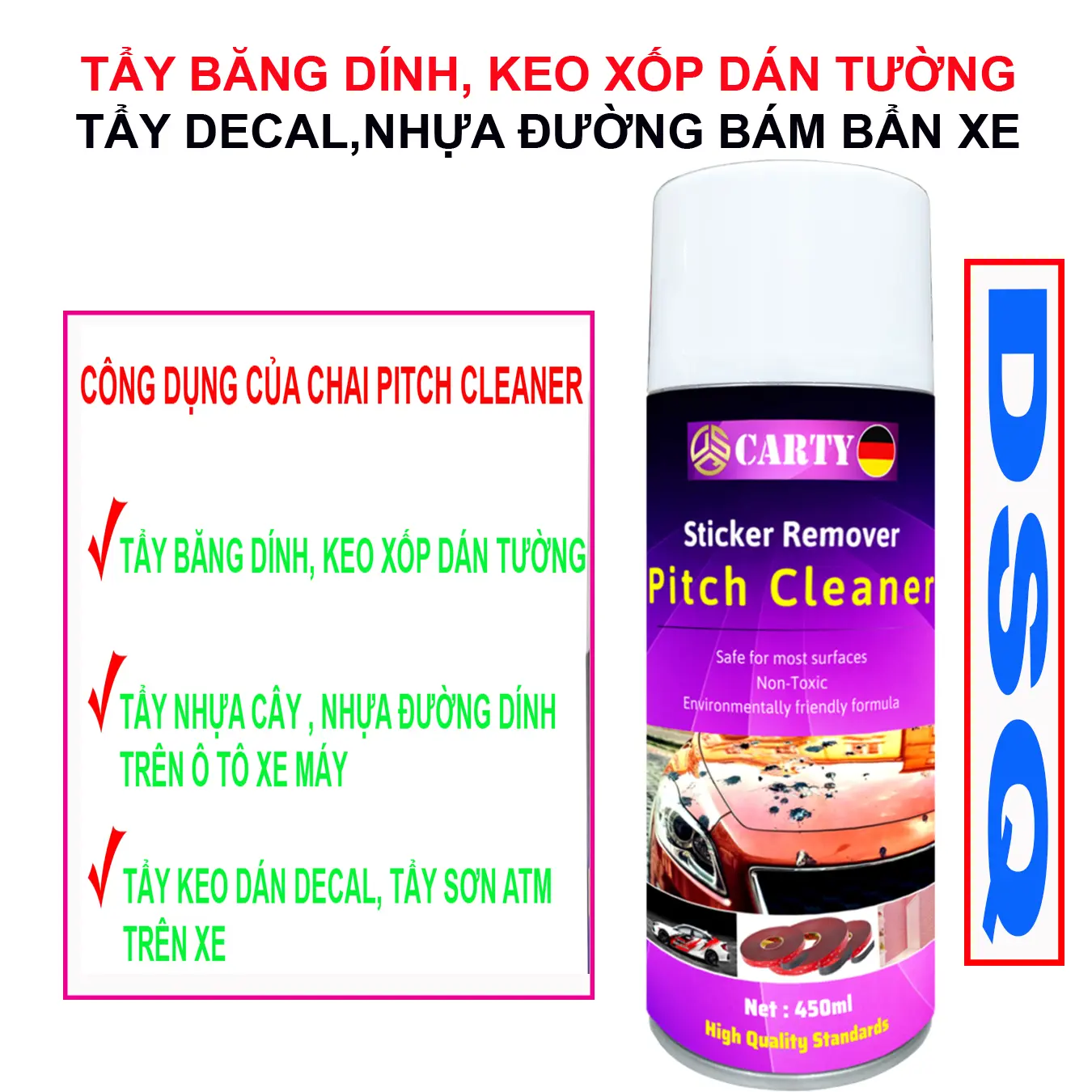 [ Tẩy Cực Mạnh ] Chai Xịt Tẩy Keo, Sơn, Băng Dính - Vệ Sinh Nhựa Đường - Tẩy keo dán tường, dán sàn nhà Sticker Remover