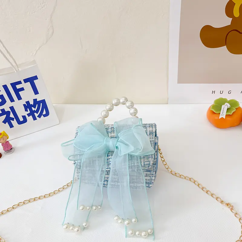 [Nhiều màu] Túi nơ voan quai ngọc sang chảnh dự tiệc dễ thương Ví đựng đồ mini cho bé gái sang chảnh 6