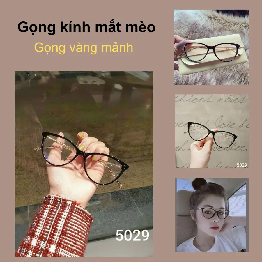 Kính Gọng Mắt Mèo Chân Vàng Giả Cận Thời Trang - Ivy 630 Nữ Mắt Kính  Móc Khoá