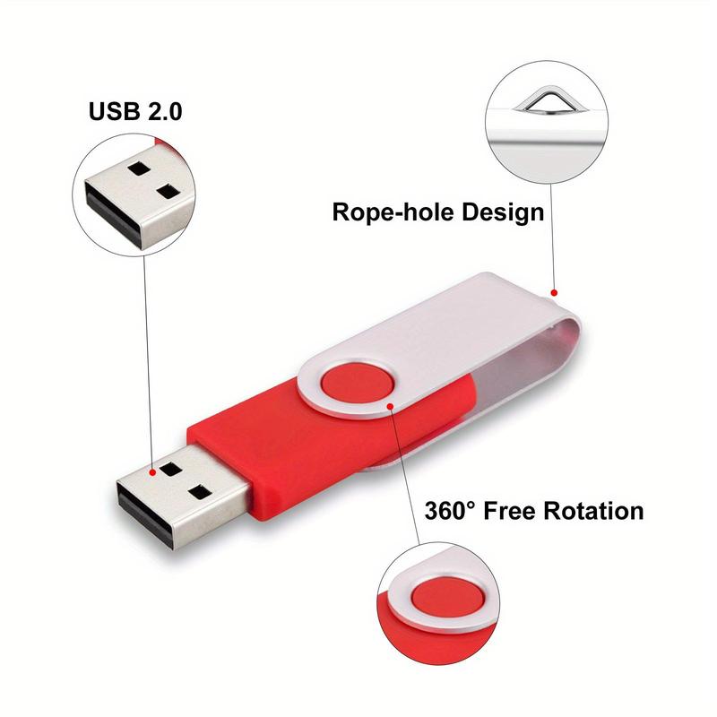 Product Introduction of Portable USB Flash Drive, 3 Counts USB 2.0 Flash Drive, Rotating Memory Stick, Jump Drive, Pen Drive, Compatible with Laptop, PC, MAC 5