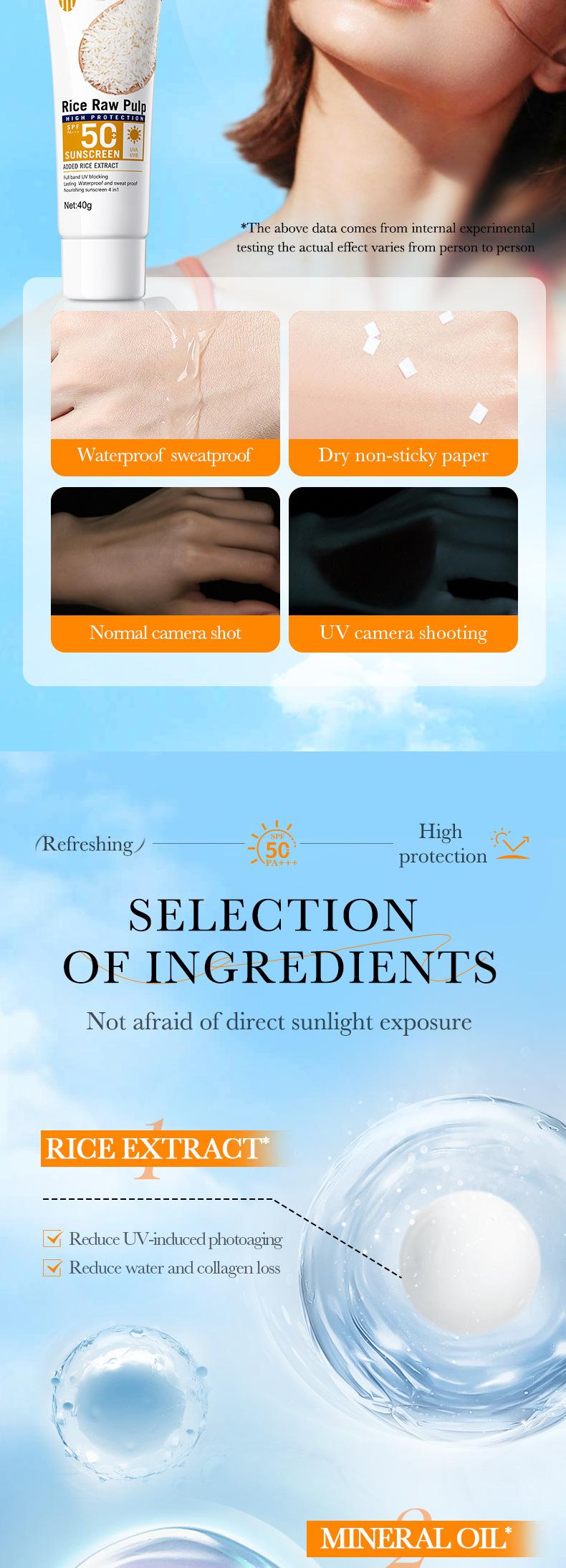Product Introduction of Rice Puree  40G Bioaoua Sun Protection Makeup Primer Sun Protection   cream  dark  circles revive    cream eye physical   tinted     growth  factor sunscreen d'alba    sunscreen tone 3