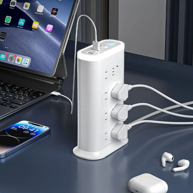 Ổ cắm điện dọc hai mặt, Xiaomi MiJia App, có tính năng sạc nhanh USB Xốp, Công suất 20W, Thích hợp cho ký túc xá, Ổ cắm điện dòng dài, 2024 4
