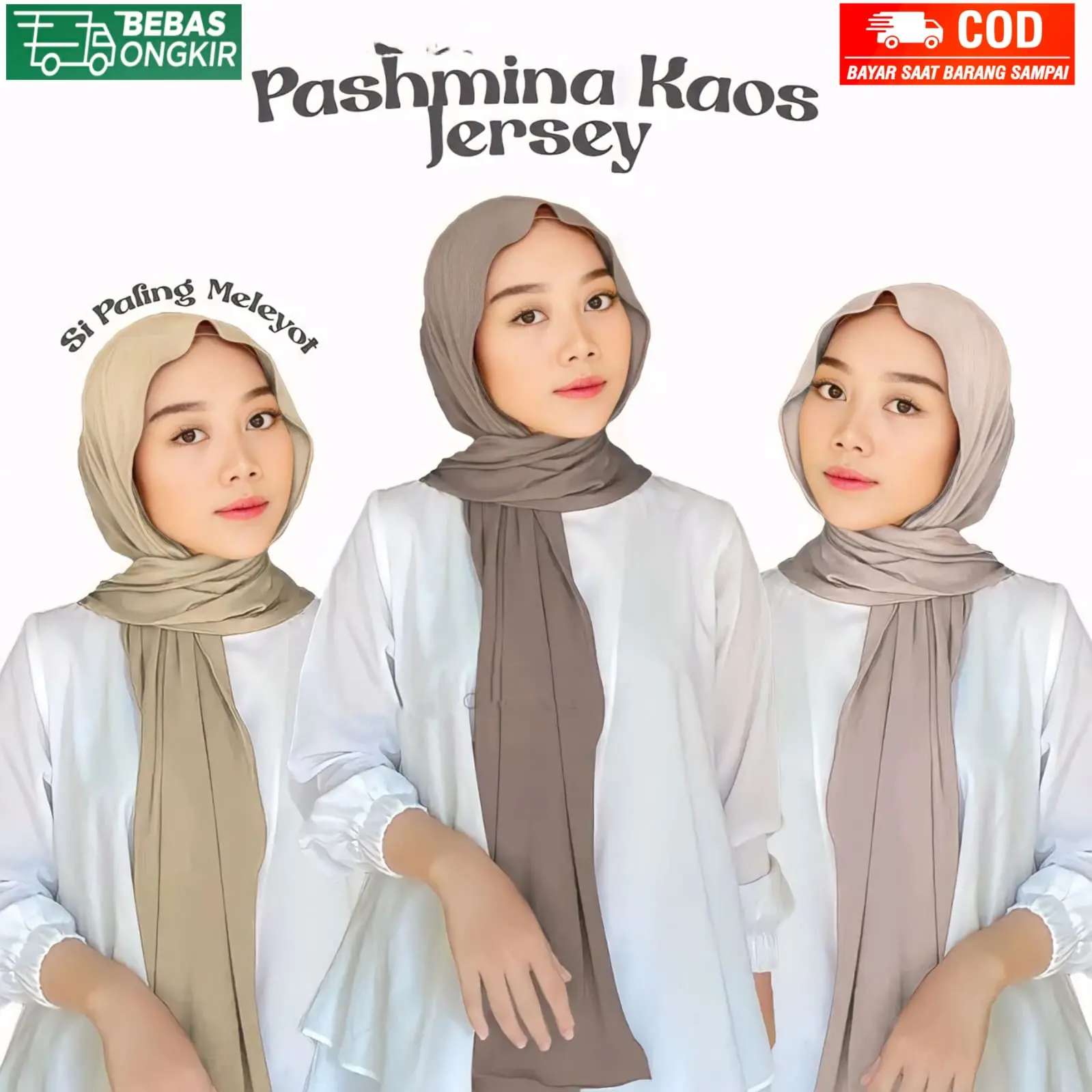 Jilbab Pasmina Kaos Rayon Jersey Premium Pashmina Jersey Dewasa- Kerudung Pasmina Jumbo /- Kerudung Wanita Muslim Dewasa Nyaman Lembut Panjang Instan Khimar Syari
