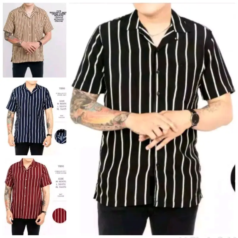 kemeja pria salur garis garis kemeja salur kemeja motif garis Panjang Flannel Casual