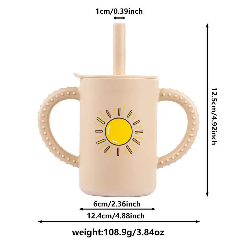 Learning Cup for Kids, 1 Count Cute Cartoon Pattern Straw Cup with Handle, Drinking Cup for Boys & Girls, Drinkware for Home & Office 1