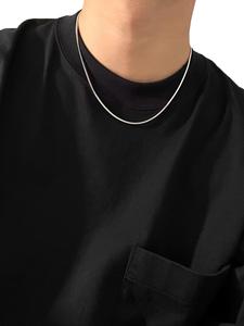 Collar de Cadena Sencilla y Llan de Acero Inoxidable, Bisutería de Moda para Fiesta, Decoración Diaria de Ropa, Joyería Combinable y Exquisita para Regalo de Cumpleaños