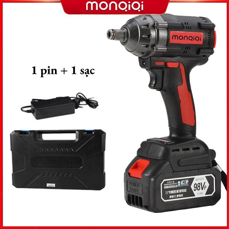 Monqiqi 98V Máy mở Bulong cao cấp bảo Máy Siết Bulong, Khoan nạp Pin, Bắn Vít, Siết ốc Có kèm sạc và hộp Cờ lê tác động máy khoan điện không dây động cơ không chổi than pin lớn kim loại khoan không dây