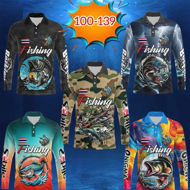 เสื้อตกปลาคอปกลายสวยคมชัด