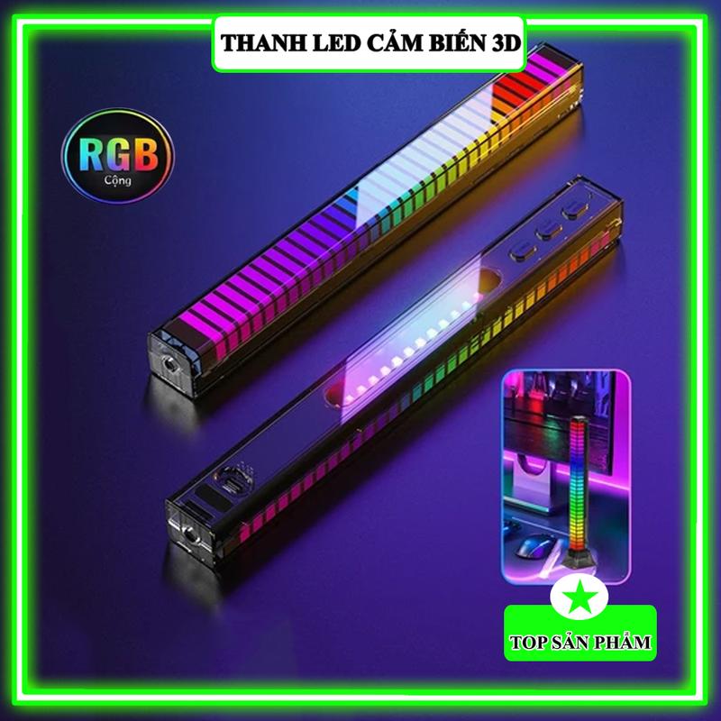 Thanh Đèn Led RGB 3D Nháy Theo Nhạc 16 Triệu Màu L026D - Cảm Biến Âm Thanh Siêu Nhạy Decor Bàn Làm Việc Xe Hơi