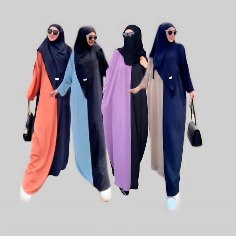 Gamis Abaya Nazira Crinkle Airflow Anti kusut anti lecek Syari Muslim Kombinasi Dress Wanita Simple Dewasa Remaja Mewah Motif Ibu Hitam 1