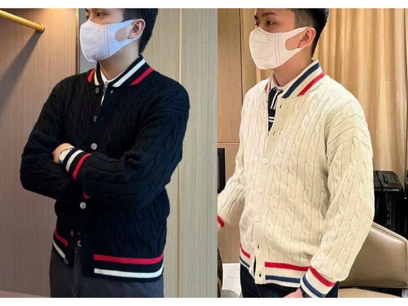 AL13 - Áo Len Nam Cardigan Cổ Sọc S 2XL