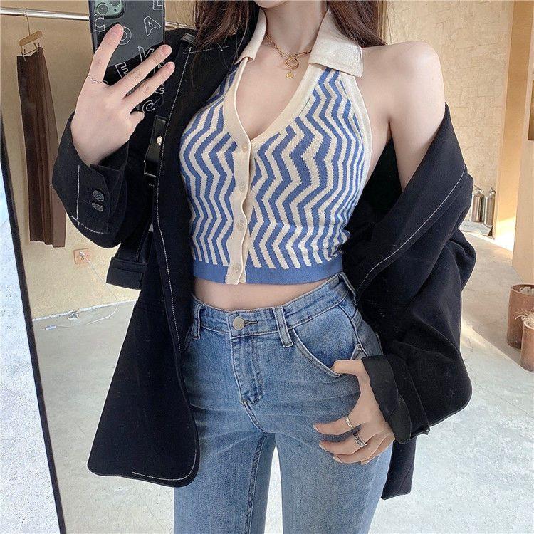 Product Introduction of Áo Vest Hai Dây, Alige, Dành Cho Nữ, Phong Cách Dễ Thương Và Gợi Cảm, Ngắn, Mùa Hè, Sọc, Áo Lớp Nền Dệt Kim, Có Thể Mặc Ngoài Trời Và Bên Trong, Áo Cánh, Gợi Cảm, Dành Cho Nữ 7