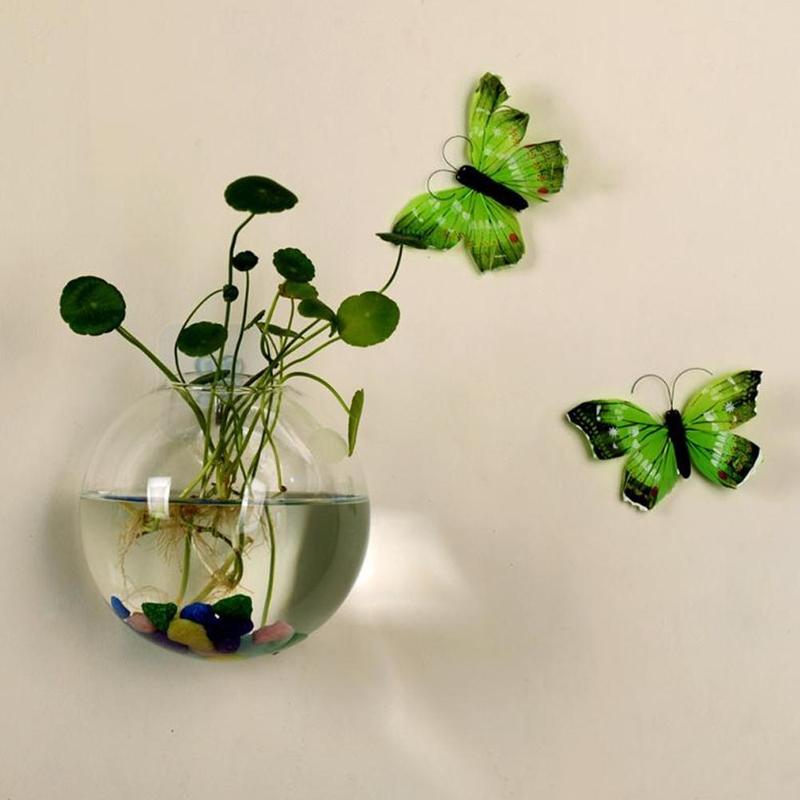 Bình Hoa Kính Treo Tường, Phong Cách Terrarium, Lò Xo Treo Tường, Chậu Cá, Thích Hợp Cho Bể Cá, Đồ Trang Trí Hoa, Trang Trí Nhà Cửa 2