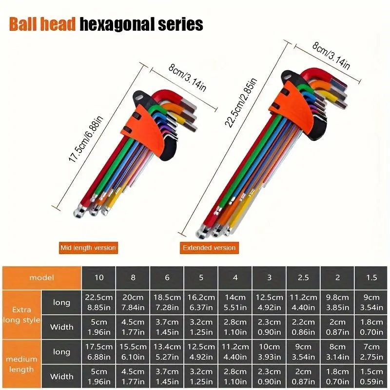 L-shaped Hexagon Wrench Set, 9 Counts Multifunctional Hexagon Wrench Set, Universal Wrench Set for Home, Car Repair, Mechanical Repair, Hex Bit Socket Wrenches, Ratcheting Wrench Set, Ratchet Combination Wrenches 4