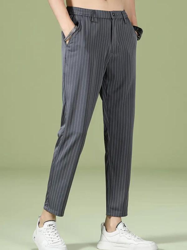Striped Korean Stye Ankle Cut Trouser Pants (M/2XL) Fabric Fit - TikTok ...
