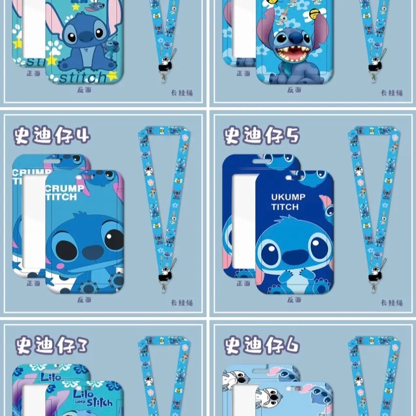 Cute Stitch design Card holder Cartoon design with lanyard office ID touch holder business badge card case name tag batch