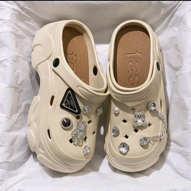 Dép nữ sục siêu cute tặng kèm bộ sticker đính đá sục nữ đế 7cm kèm charm dễ thương SML279-55 Dép