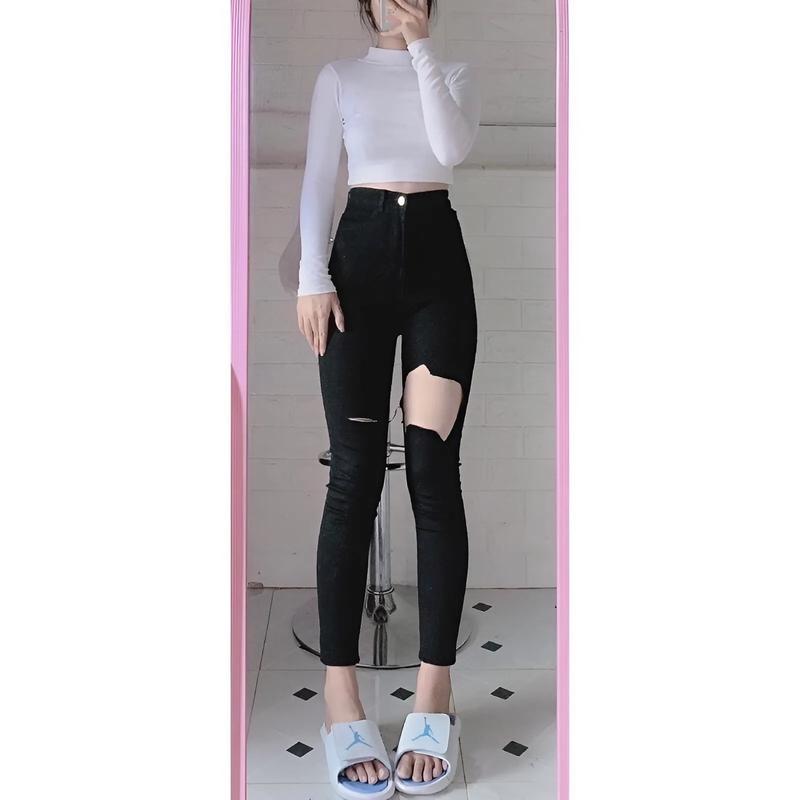Quần Jean Nữ Co Giãn Lưng Cao Skinny, Quần Bò Nữ Dáng Ôm Nhiều Màu 1