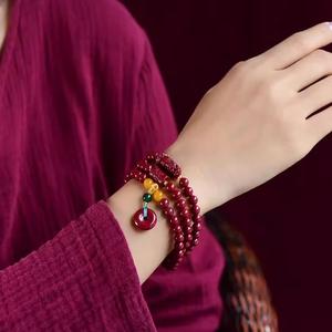 Gelang Tangan Kekayaan, 108 Manik, Pasir Emas Ungu, Berbilang Bulatan, Tahun Zodiak, Manik Buddha Cinnabar, Gelang Pixiu, Untuk Wanita Bracelets Bangles Jewelry