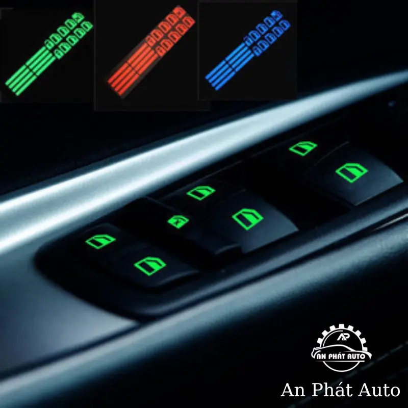 Miếng Dán/ Tem Decal Dạ Quang Dán Nút Điều Khiển Cửa Kính Ô Tô/ Xe Hơi Giúp Nhìn Được Khi Tối [Hàng Loại Tốt] Nhãn Dán 0