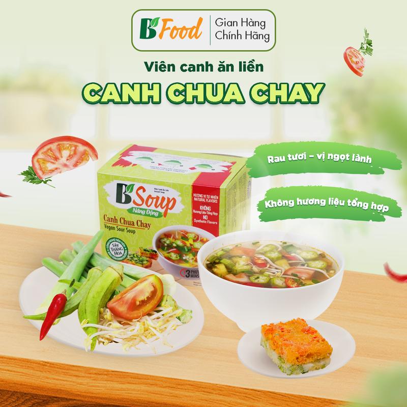 1 Hộp/ 5 Viên Canh Chua Chay Ăn Liền, sấy thăng hoa, thực phẩm tiện lợi nhanh chóng, B' Soup