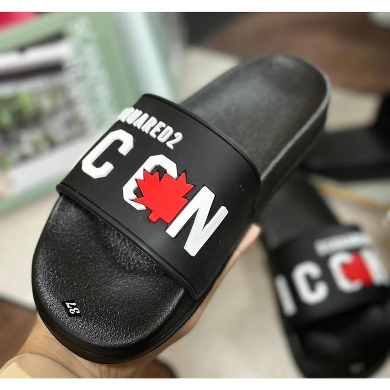 Dép Lê DSQ ICCN Lá Đỏ Basic  Bản Màu Hottrend Full Size 36-43 Slipper Đế Sóng Quai Cao Su Chữ Nổi 0